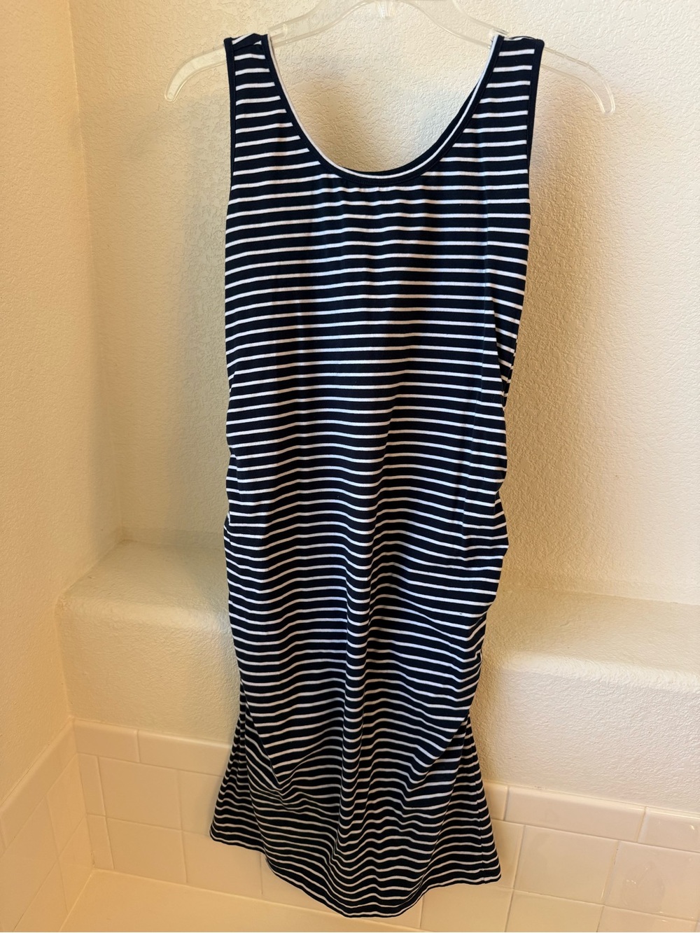 Maternity- Striped Navy and White dress